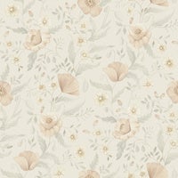 Trädgårdsblommor, ljusgrå tapet