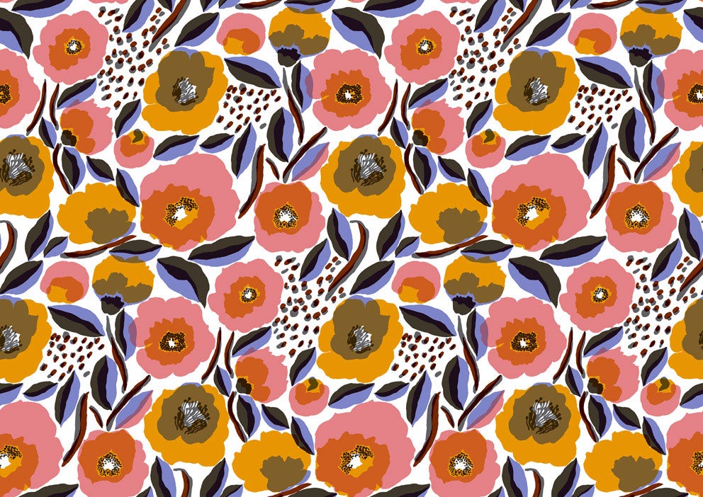Marimekko Rosarium, orange tapet