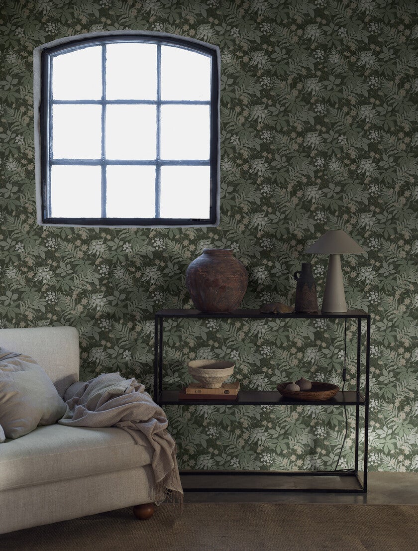 Lindskog, tapet i grön