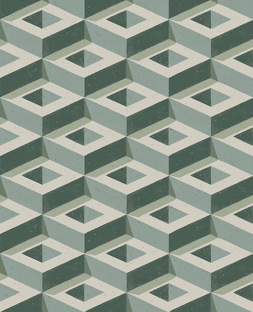 Boxes 3D mönster i blågröna toner