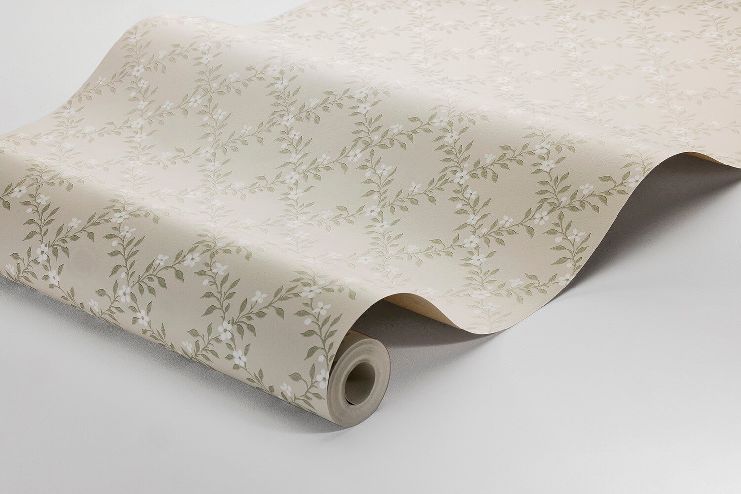 Sommarslöja, beige och grön tapet