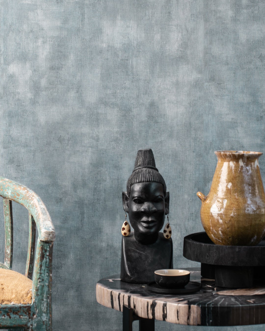 Textile Plain, blå tapet