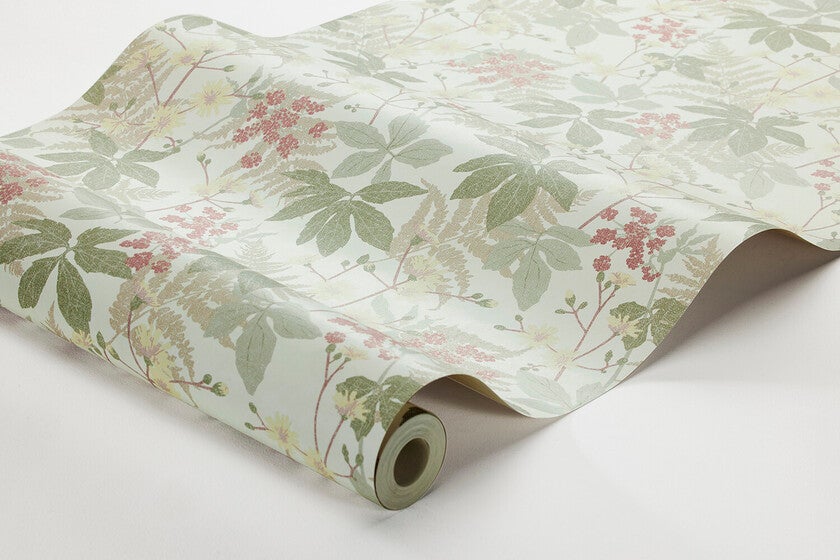 Lindskog, tapet i grön, multifärg