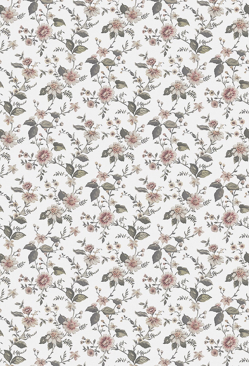 Marion's Mural blommig med benvit botten