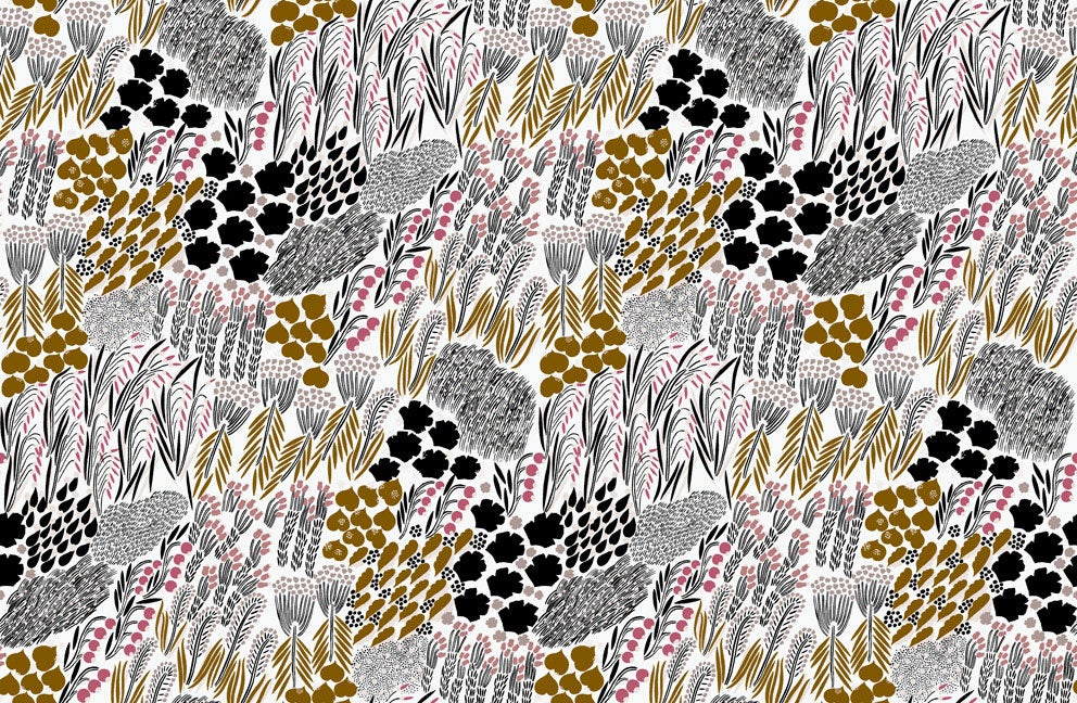 Marimekko Pieni Letto, svart, vit, röd tapet